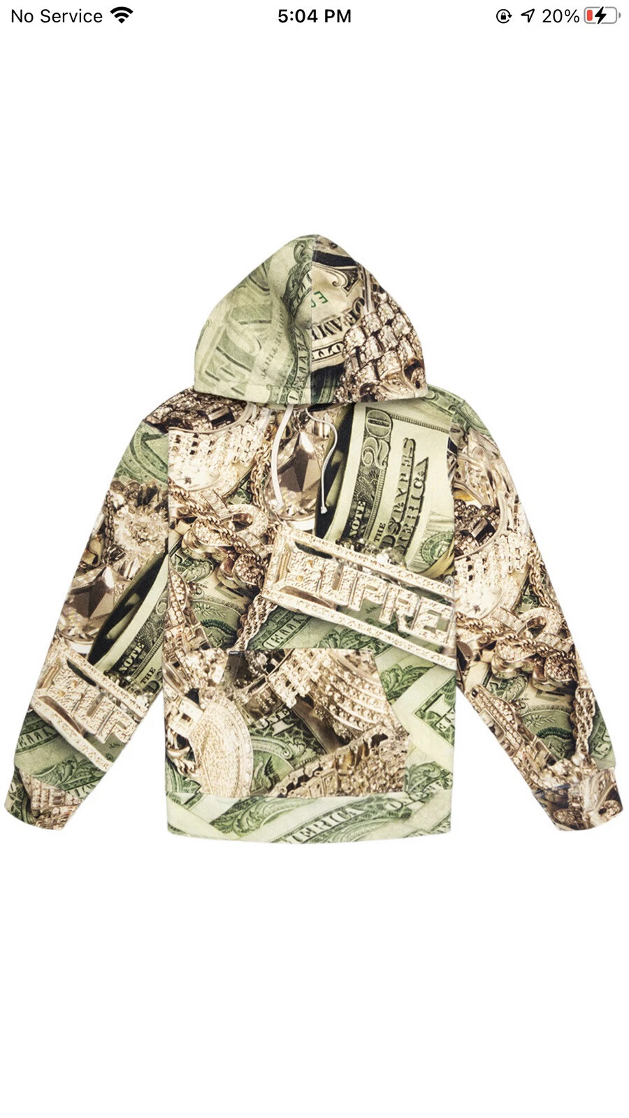 SWEAT SHIRT À CAPUCHE BLING SUPRÊME   VERT   TAILLE MEDIUM   SS20 NEUF AVEC ETIQUETTES