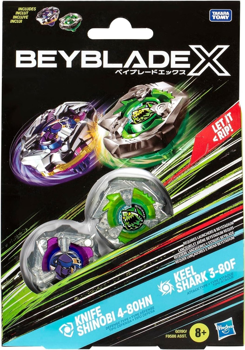 Beyblade X Knife Shinobi 4-80HN and Keel Shark 3-80F Gyro Beyblade X Knife Shinobi 4-80HN and Keel Shark 3-80F Gyro