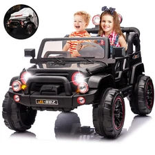 JOYLDIAS Black 12V Battery Kids Ride On Car Truck Gift 3 Speeds w/LED,MP3,Remote