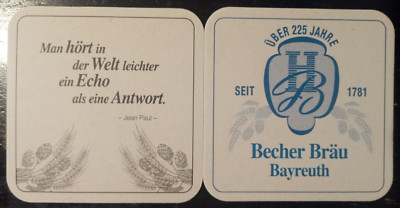 Beer mat Bayreuth Mug Bräu - motif 8: it's easier to listen to the world...