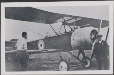 Two men with an RFC Sopwith 1 1/2 Strutter biplane 1917 AVIATION OLD PHOTO