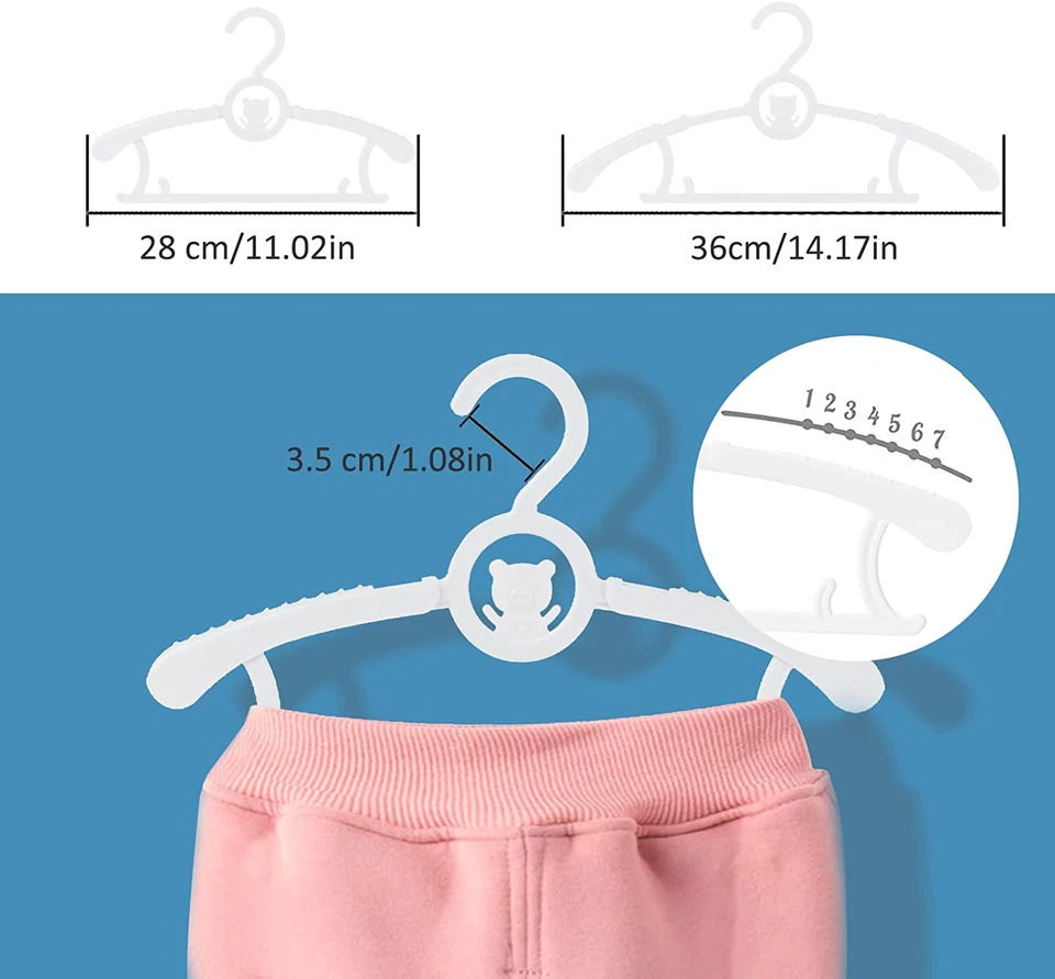Grucce Appendiabiti per Bambini, Stampelle per L’Armadio Neonato, Bianco, 20pz - Immagine 4 di 4
