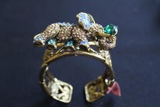 Elephant Gold Tone Pave Crystal Elephant Bracelet - NEW
