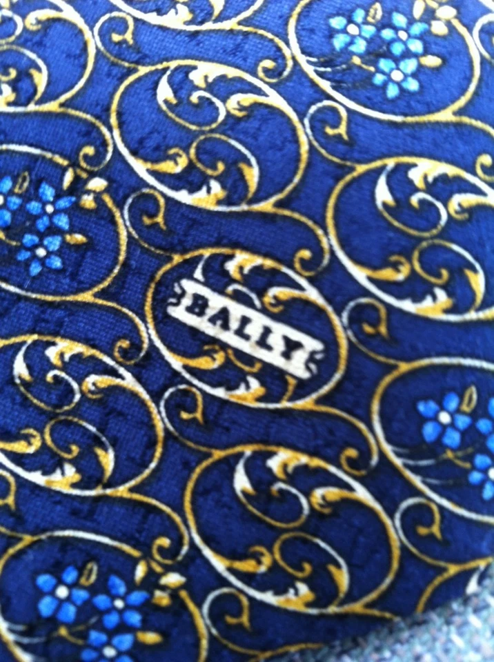 Corbata vintage con motivo floral BALLY 100 % seda italiana de lujo original Foto 3 de 4