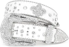 JASGOOD Rhinestone Studded Belt Suit for Waist Size 34"-39", C-white（crown） 