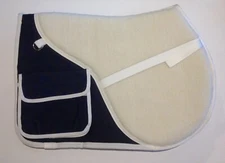 Navy English Dressage Australian Thick Saddle Trail Pad Faux Fleece + Pockets 