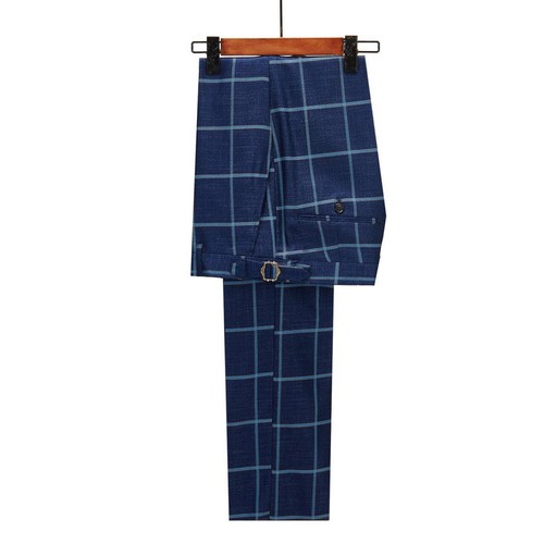 Men's Wedding Plaid Suit Peak Lapel Double Breasted Jacket Pant 2 Piece Slim Fit - Picture 7 of 11