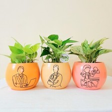Handpainted Pot - Artistic Illustrations of Occupations Unique Customizable