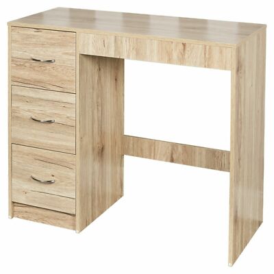 Holz Büro Schreibtisch 3 Schubladen Computer Laptop Heim Arbeitszimmer Schreiben Studententisch Eiche