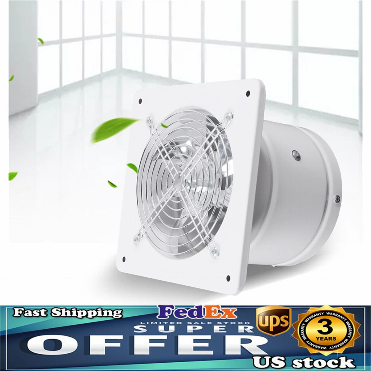 6u0026#034; Exhaust Fan Wall Mounted Ventilation Fan for Kitchen Bathroom White  | eBay