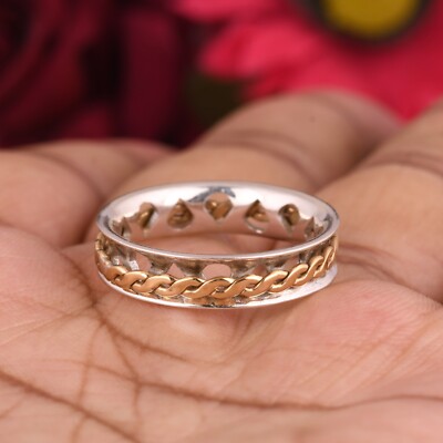 Anxiety Fidget Ring, Spinner Ring For Women Handmade Two Tone Mediation New Ring