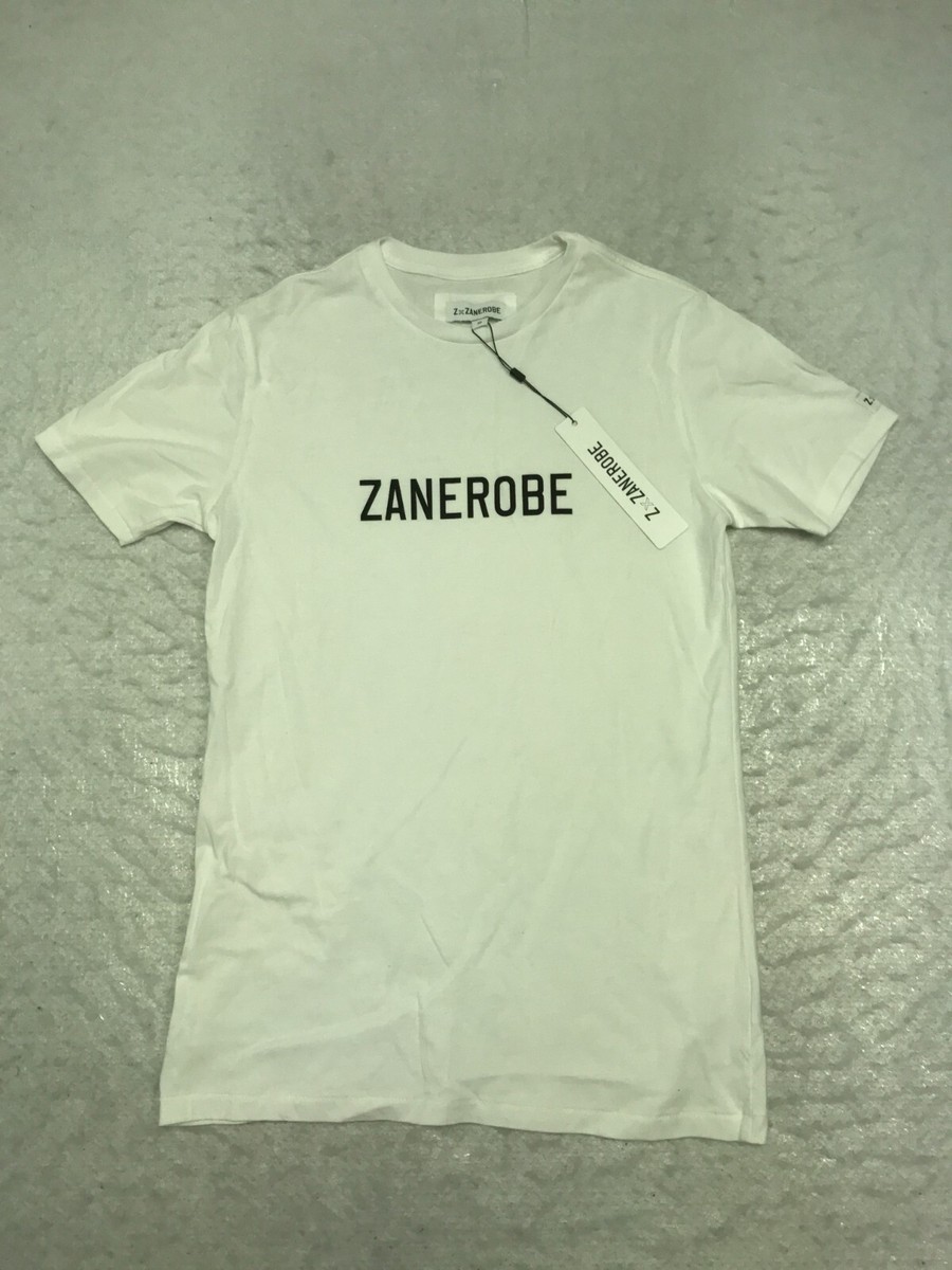 ホワイト ロゴ入り Tシャツ Zx Zanerobe XS Adult Short Sleeve Graphic Mens White Tee T-Shirt