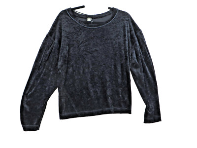 Free People We The Free Milan Crushed Velvet Long Sleeve Lounge Pleated Shirt S