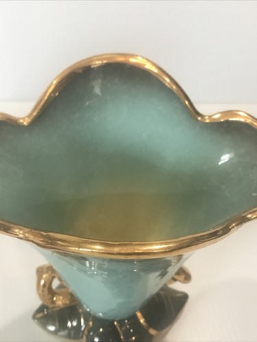 Vintage Hull Vase Blue Speckle MCM Royal Woodland 1950's USA Made W16 - Picture 5 of 10
