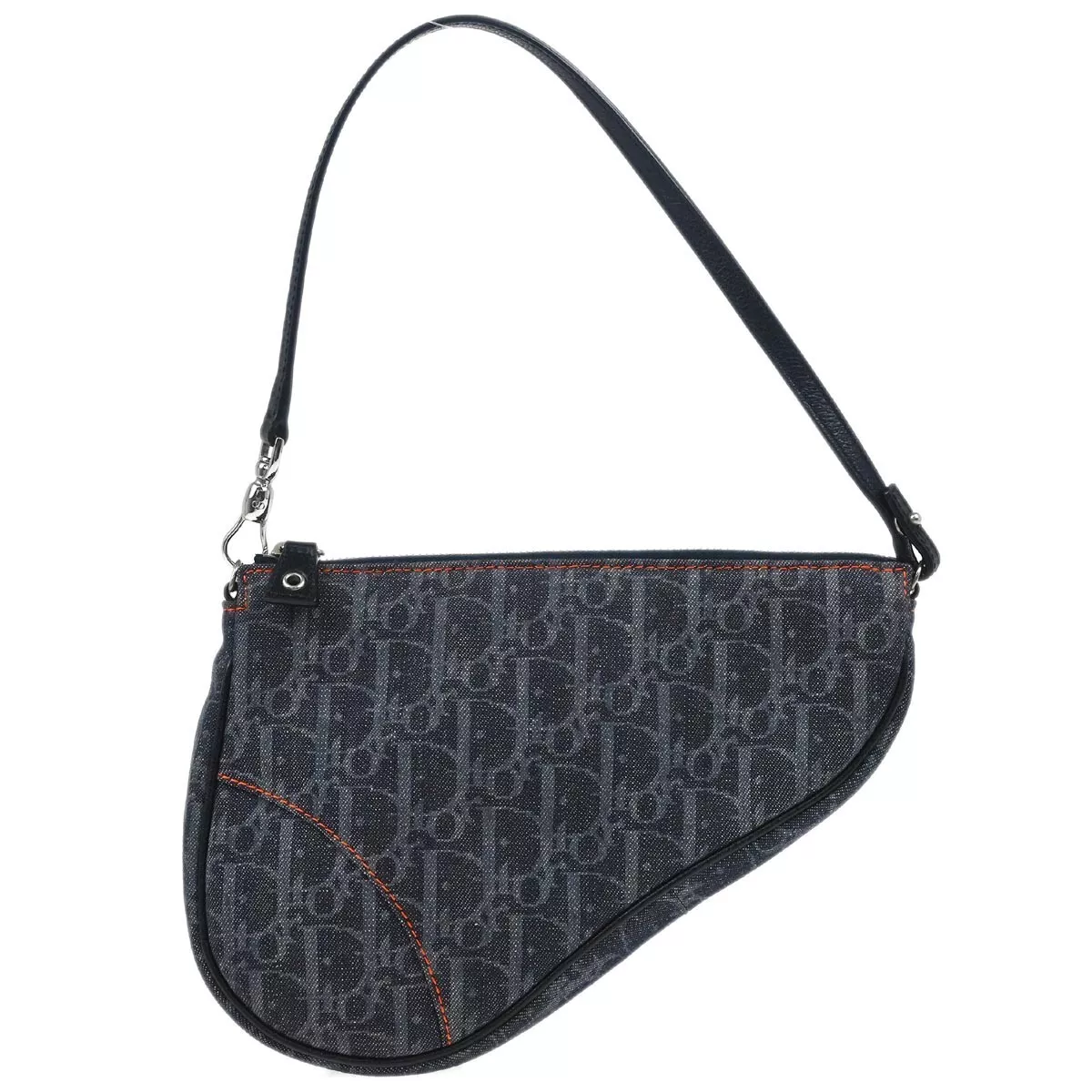 Sac à main Christian Dior bleu marine denim trotteur selle MC1005 184948