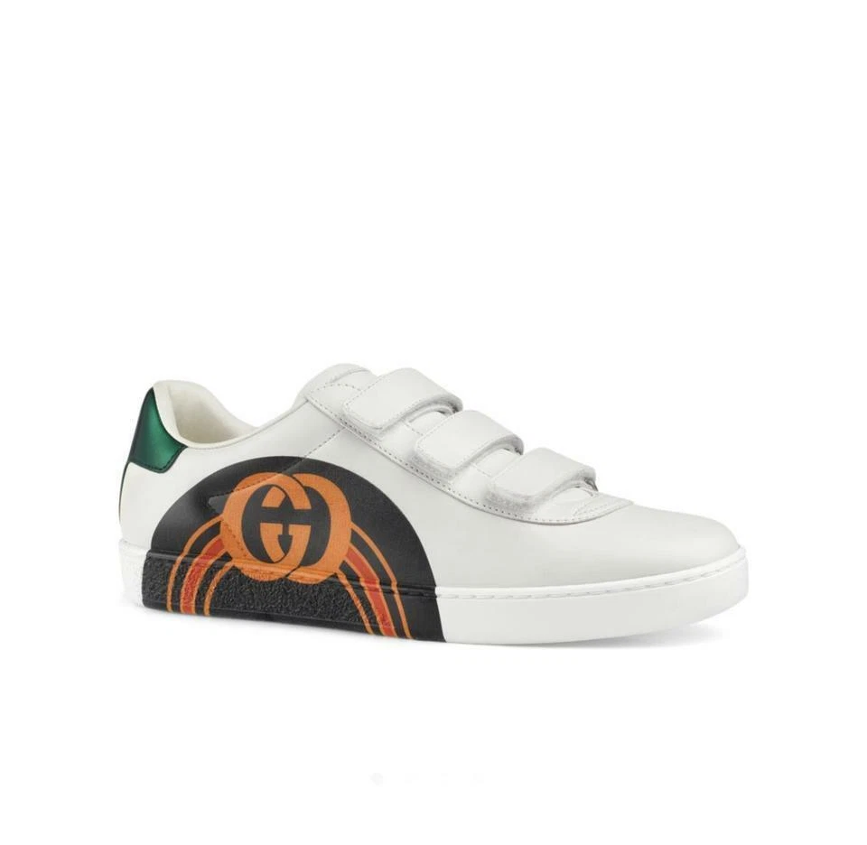 Baskets plates Gucci Ace imbriquées cuir GG 3 sangles chaussures blanches