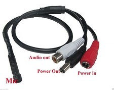2 Pack High Sensitive Audio Mic Microphone for CCTV Security Camera Power Cable