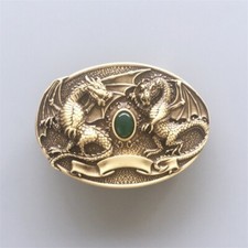 Twin Dragon Oval Solid Brass Belt Buckle also Stock in the US