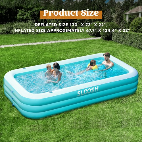 Piscina Inflable con Asientos 130" x 72" x 22" Piscina Inflable Tamaño Familiar - Imagen 2 de 8