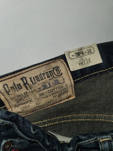 Ralph Lauren Polo Jeans Men 36X32 Blue Cortlandt Denim Pants Straight RL Logo - Picture 2 of 6
