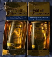 Lot Of 2 OGX Renewing + Argan Oil of Morocco Extra Penetrating Hair 3.3oz NEW