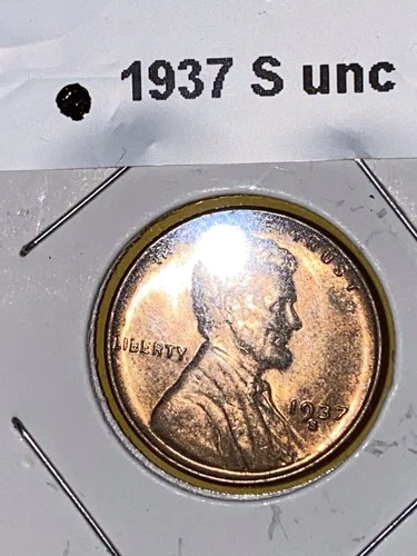 1937-S Lincoln Wheat Penny Uncirculated Nice. Free Shipping.