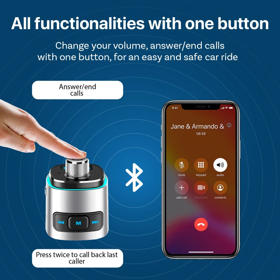 Bluetooth Car Adapter FM Transmitter Bluetooth FM Transmitter for Car - Image 2 of 4