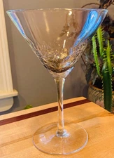 PIER 1 One Smoke Crackle Martini Glass Gray Clear 7.25" Discontinued Barware