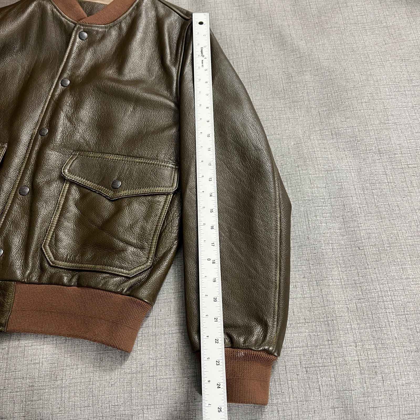 RRL Ralph Lauren Men's Brown Cowhide Leather Bomber Jacket Sample image 6