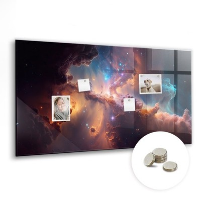 Magnetische Glas-Memotafel Magnetboard für Familie & Küche Kosmos 120x60 cm