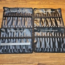 4 Piece SET of Wood Carving Chisel  Gouge Tool Carrying Caddy Case LOT