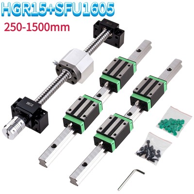 HGR15 Linearführung linear Rail HGH15CA Gleitblock+SFU1605 Kugelumlaufspindel