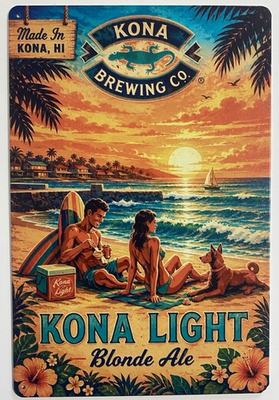 #ad Kona Brewing Sign Big Wave Kona Light Blonde Ale Hawaii Liquid Aloha $16.99
