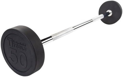 Rubber Coated Fixed Weights Straight Barbells- Weighted Bar for Weightlifting Ex