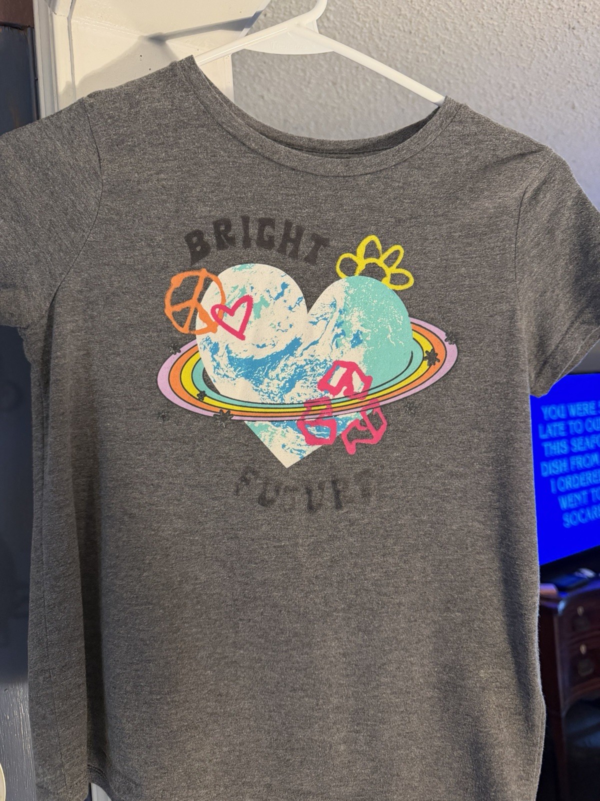 Old Navy Girls Gray Bright Future Graphic Crew Neck T-Shirt L (10-12)
