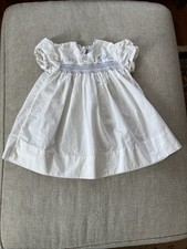 Vintage Baby Girl Dress 0-6 mths Embroidery Smocking Cotton Pink Blue Classic