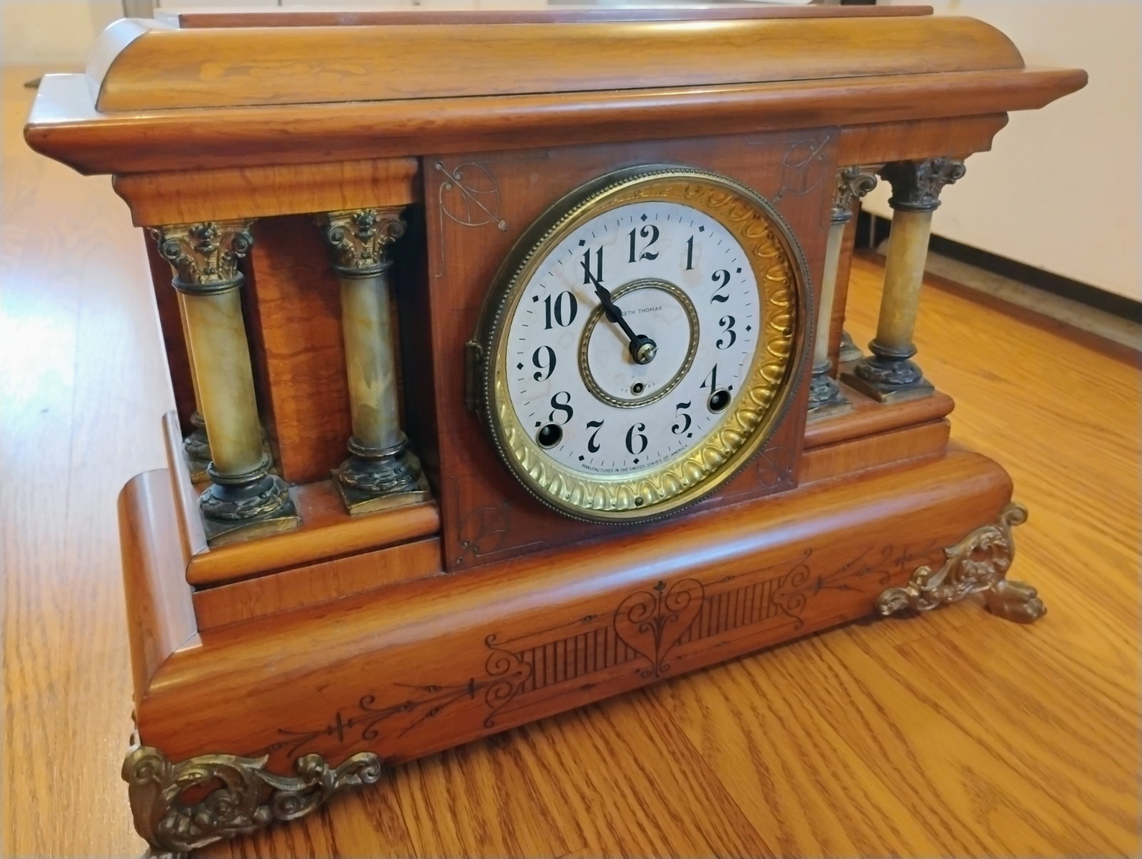 Seth Thomas Adamantine Mantel Clock adamantine finish 19th-20th century ...