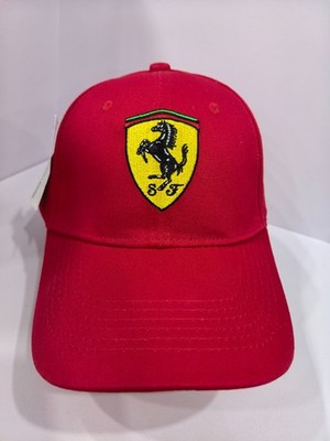 Ferrari Men's Red Adjustable Curved Brim Baseball Cap Sport Casual
