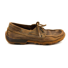 Womens 7 M Twisted X Boat Shoe Driving Moc Brown Leather Bomber Shoes WDM0003