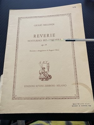 Vtg Reverie Notturno per chitarra op 19 Giulio Regondi Classical Guitar Score