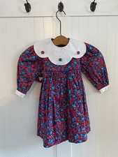 90 s Toddler Girl Vintage Dress Lace Collar Floral