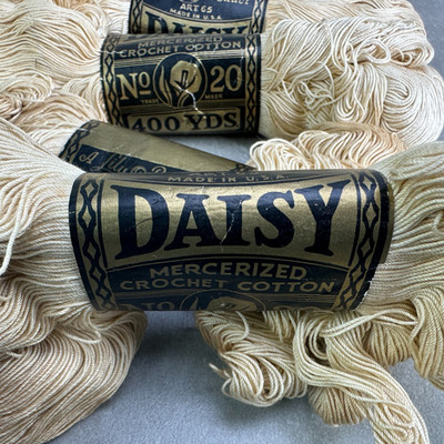 7 Skeins Vintage Lily Daisy Mercerized Crochet Cotton # No 20 200 Yds ECRU +More