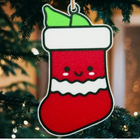 2pcs Cute Kawaii Christmas Stocking Ornaments Red Plastic Tree Holiday Decor