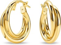 925 Silber Creolen 18K Gold 15Mm Damen Ohrringe