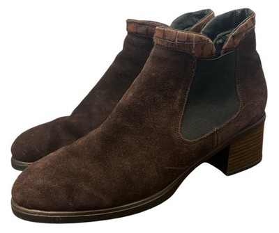 Rieker women s brown Suede slip on Ankle Booties Boots Shoes sz 41/9.5