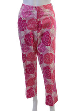 Lilly Pulitzer Women Cropped Ankle Floral Pink Button Pants Size 12