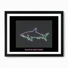 Neon Pink Blacktip Reef Shark Poste Framed Wall Art Poster Canvas Print Picture