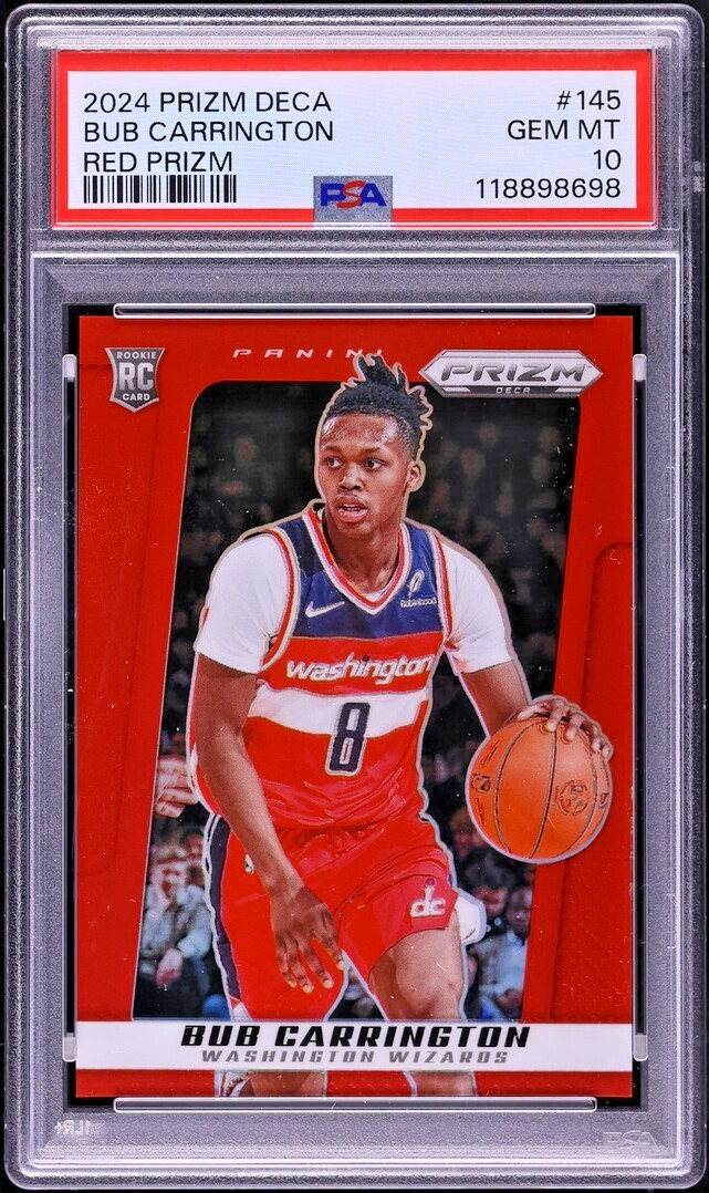 2024 Panini Prizm Deca Red #145 Bub Carrington /199 RC ROOKIE PSA 10