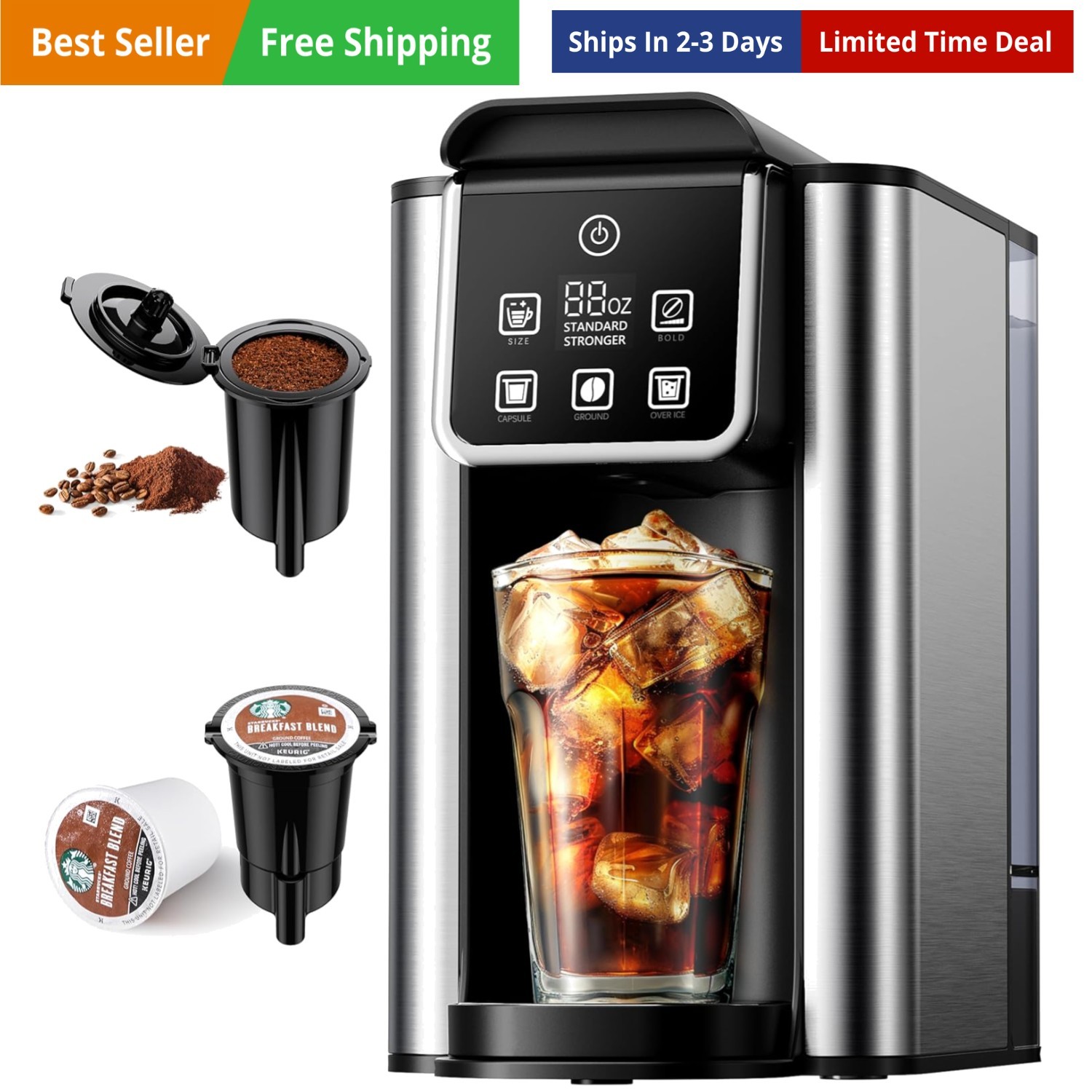 With Bold Setting, Single Serve Coffee Maker For K Cu...