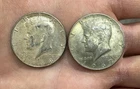 Lot of 2-ungraded coins 1967+1968-D Kennedy Half Dollars struck in 40% silver
